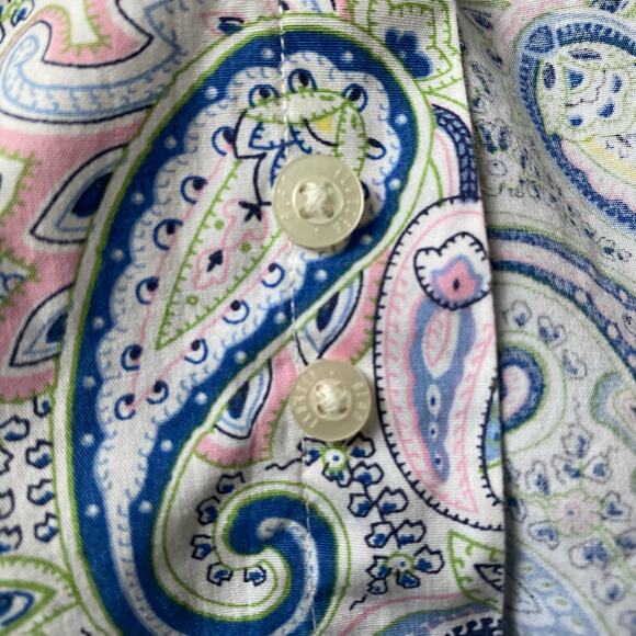 Alan Flusser Paisley Print Long Sleeved Button Down chest pocket Shirt Large - Picture 11 of 13